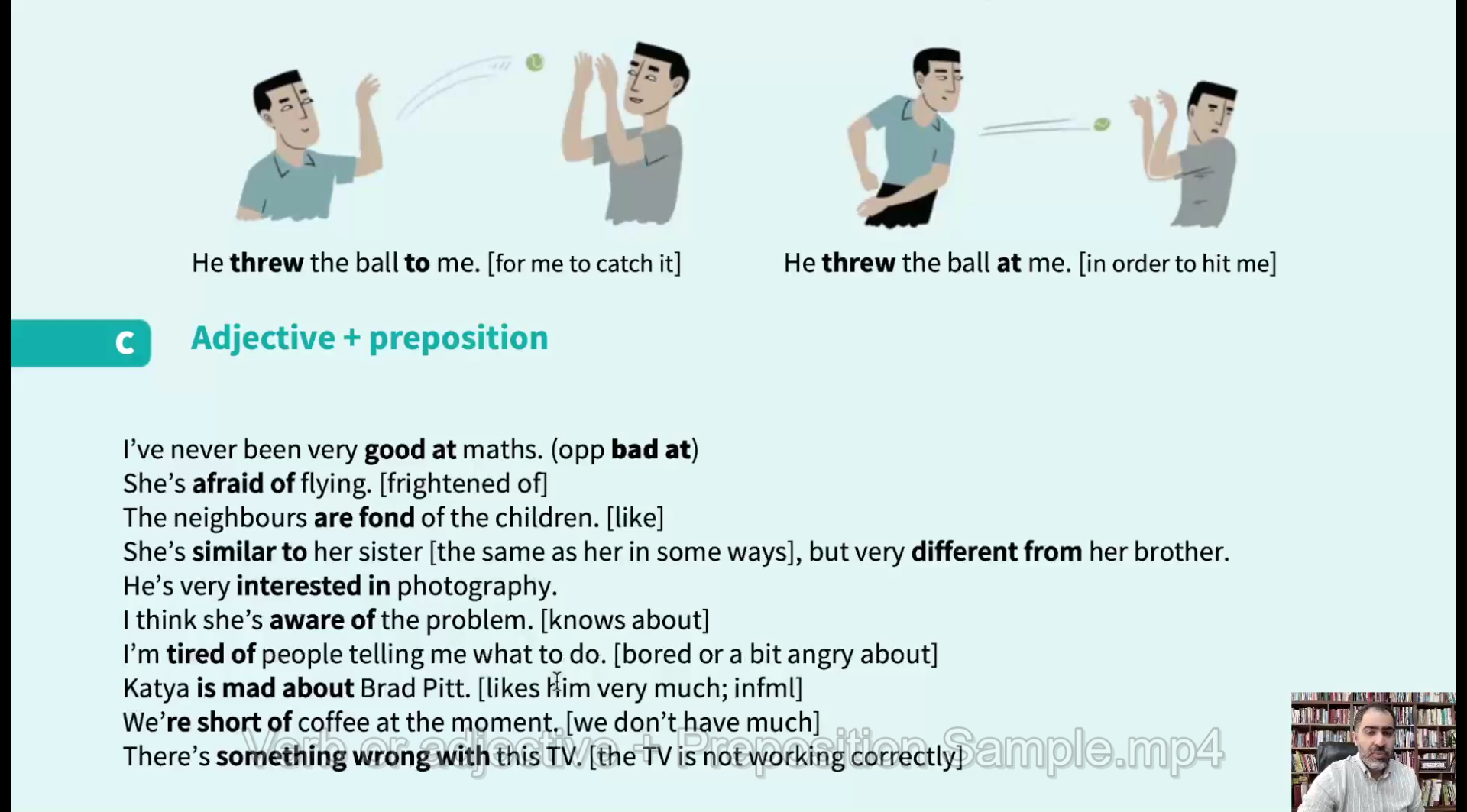 Verb or adjective + Preposition